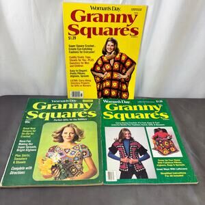 Woman's Day Granny Squares Magazine Vintage Lot of 3 Issues 2, 6, 8 Crochet